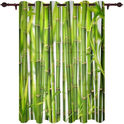 Groen Bamboe Raam Gordijn voor Slaapkamer Woondecoratie Woonkamer Achtergrond Gordijn Keuken Gordijn 135W x 92H(cm) x1