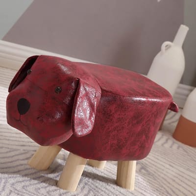 Houten lage krukjes voor kinderen Schattige cartoon kinderstoel Kleine hondvormige stoel voor thuis Kleuterschool Rood rood