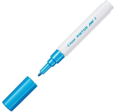 Pilot Pintor Metallic Blauwe Verfstift - Fine marker met 1,0mm schrijfbreedte - Inkt op waterbasis - Dekt op elk oppervlak, zelfs de donkerste - Teken, kleur, versier, markeer, schrijf, kalligrafeer…