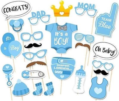 Akyol - Baby boy toppers - baby boy set - 12 stuks toppers - babyshower jongen -its a boy -fotohokje-photobooth props -babyshower boy -photoboothGeboorte topper - Taart topper - Cake - Taart - babyshower topper - Het is een jongen - Prikker - 10 cm