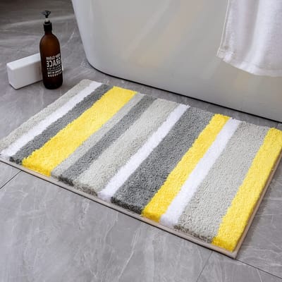 Allecto - Badkamertapijt - Antislip - Superzacht - Geel en grijs - Absorberend - Ideaal voor badkamer en keuken