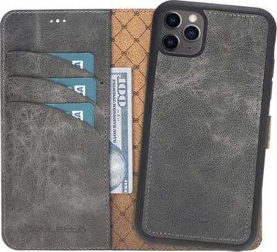 Bouletta iPhone 11 Pro Max compatibel leren uitneembare hoesje - Marble Grey