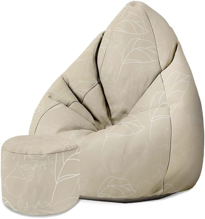 DreamRoots Velvet Zitzak voor Volwassenen – Luxe Beanbag met Voetsteun en Afneembare Hoes – Inclusief Vulling – 80x80x120 cm - Scnadinavian Nature