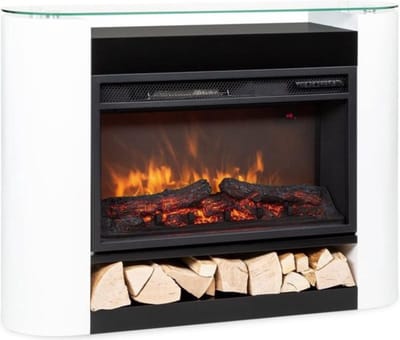 Luxe Sfeerhaard – Elektrisch – Tafelhaard – Voor Binnen & Buiten – Sfeerhaarden met Schouw – 96x26x79 CM – Wit