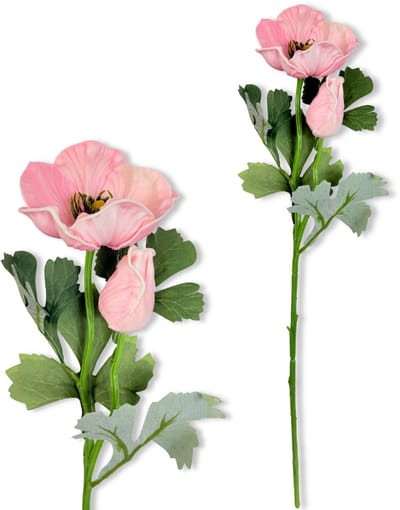Inspiruj - Decoratieve Tak - Piankowy Klaproos - Lichtroze - 44 cm