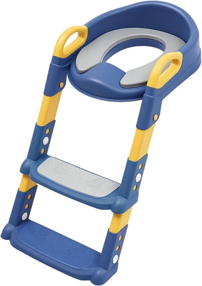 Kinder toiletbril - Met trapje - Zindelijk worden - 6-voudig verstelbaar - 44 x 34 cm - Blauw