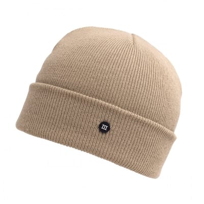 TRESANTI | SVEN | Fijngebreide muts met rubberen logo III | Beige