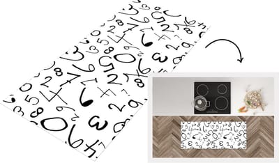 Keukenloper - Loper keuken - Nummer - Cijfers - Patronen - Zwart wit - 120x50 cm - Keukenloper vinyl