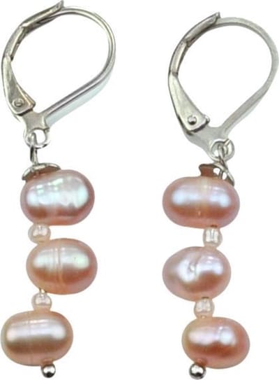 Zoetwater parel oorbellen Rozi - oorhanger - echte parels - roze - sterling zilver (925) - luxe sieraden zakje - parel oorbellen dames