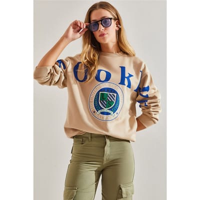 Ronde Hals Logo Print Relaxed Fit Sweatshirt