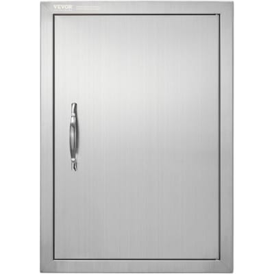 VEVOR Grilltoegangsdeur, 432 x 610 x 46 mm, enkele deur voor buitenkeuken, vlak gemonteerde deur van roestvrij staal, verticale wanddeur met handgreep, voor grill-eiland, grillstation, buitenkast, enz.