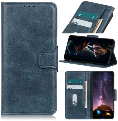 Zakelijke Book Case Telefoonhoesje Geschikt voor de iPhone 12 Mini - Portemonnee Hoesje - Pasjeshouder Wallet Case - Blauw