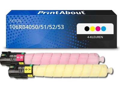 PrintAbout huismerk Toner 106R04050/51/52/53 4-kleuren Multipack Hoge capaciteit Geschikt voor Xerox