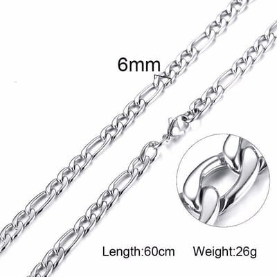 WiseGoods W96 Ketting Heren Zilver - Stoere Schakelketting Zonder Hanger - Cadeau voor Mannen - 6mm - 60 cm - Zilverkleurig