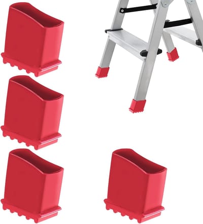Ladderpoten Rubber - Reserve Voetkappen - Ladder Stabiliteit - Antislip Diepe Groeven - 50 x 25 mm - Rood