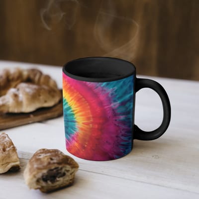 Magische Mok - Foto op Warmte Mokken - Koffiemok - Regenboogkleuren - Tie dye - Magic Mok - Beker - 350 ML - Theemok