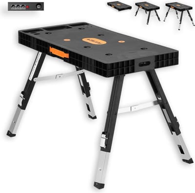 Inklapbare werkbank - FUXTEC FX-WB - werkbank, steiger, zaagtafel, plank met wielen