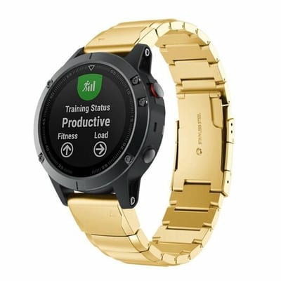 By Qubix - Geschikt voor Garmin bandje - 20mm Quickfit - Stainless steel schakelband - Goud - Geschikt voor Garmin Instinct E - 40mm