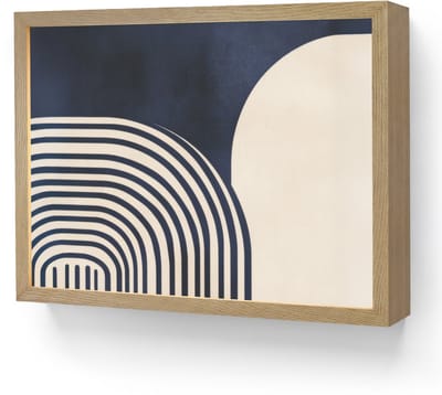 Wandlamp 40x30 cm - Oplaadbaar - Donkerblauw - Abstract - Lijnen - Wandlampen binnen woonkamer - Slaapkamer lamp - Decoratieve nachtlamp - Vloerlamp draadloos