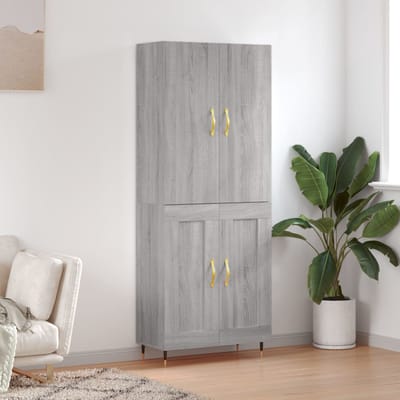 vidaXL - Hoge - kast - 69,5x34x180 - cm - bewerkt - hout - grijs - sonoma - eikenkleurig