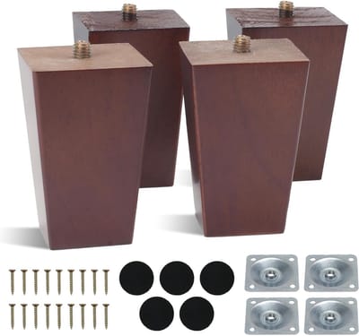 Set van 4 Vierkante Houten Meubelpoten van 8 cm voor Vervanging van Banken en Stoelen