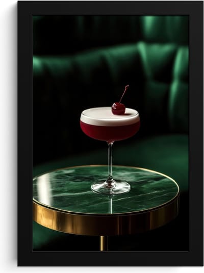 Fotolijst inclusief poster - Posterlijst 20x30 cm - Posters - Kers - Cocktail - Rood - Marmer - Foto in lijst - Keuken decoratie muur - Wanddecoratie accessoires - Muurdecoratie - Schilderijen