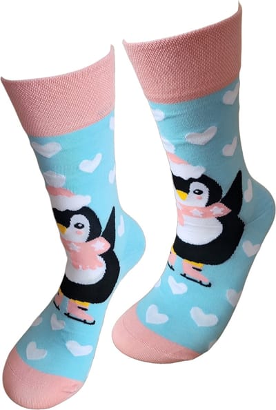 Grappige sokken - Pinquin sokken - Valentijnsdag cadeau - Verjaardag cadeau - Kado - Cadeau voor man vrouw - Leuke sokken - Vrolijke sokken - Luckyday Socks - Sokken met tekst - Aparte Sokken - Sokken waar je vrolijk van wordt - Maat 37-44