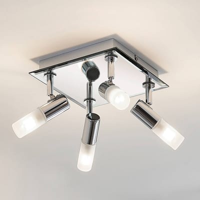 Lindby - Plafondlamp badkamer - 4lichts - Metaal, glas - H: 11 cm - G9 - chroom, wit