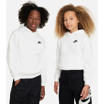 Nike Club Hoodies Kinder - Wit - Maat 128 - 137 CM - Katoen Fleece