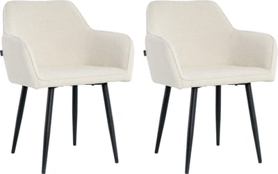 Lina® Diamond Eetkamerstoel - Creme - Set van 2 - Boucle