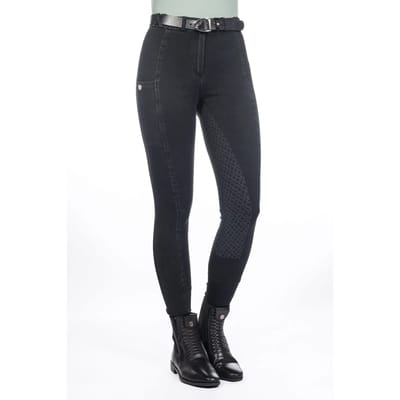 Siliconen full grip rijbroek dames HKM Harbour Island Denim