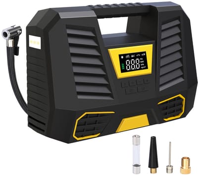 Draagbare luchtcompressor van 150 psi, autobandenpomp met LED-zaklamp en display, snelle oppomp voor auto's en fietsen