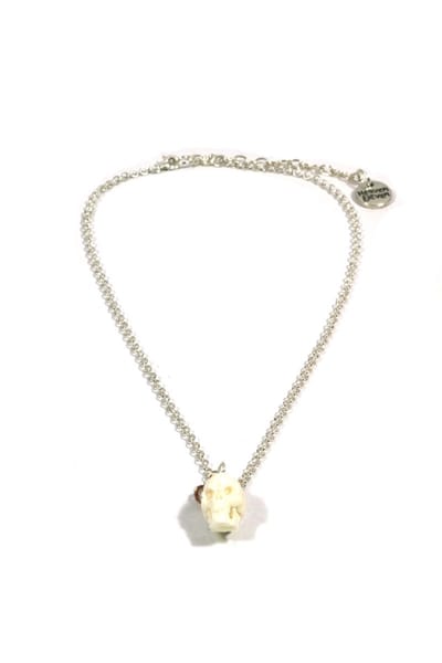 Heaven Eleven dames Ketting zilver plating met wit schedel van hertegewei