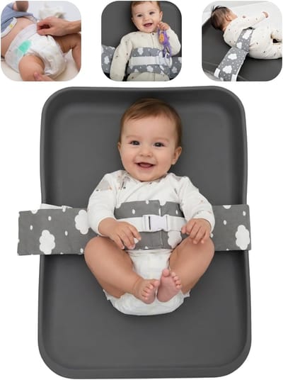 Baby Verschoonband - Wickelband Omwikkeling - Veilig Verschoon - Verstelbaar Antislip - Universeel Formaat - Grijs