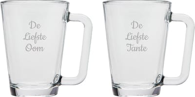 Gegraveerde theeglas 26cl De Liefste Tante-De Liefste Oom