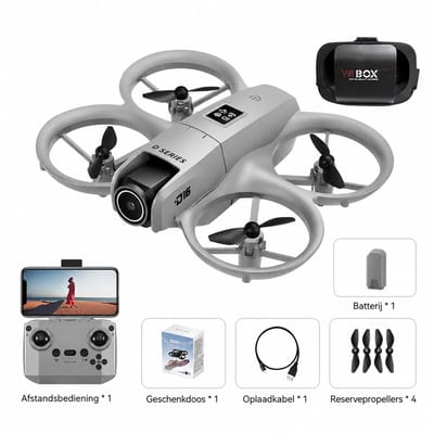 Pelor D16 Drone met Camera - 8K Camera met Dubbele Lens - GPS en Obstakelvermijding - WiFi FPV met VR Ondersteuning - Grijs