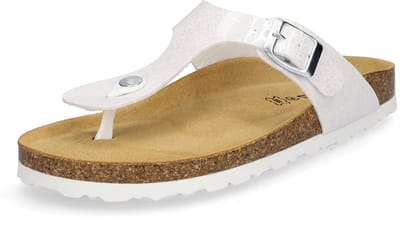 MIDS MIA dames teenslipper white glitter met kurken voetbed