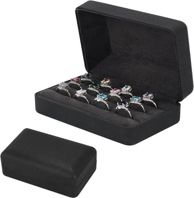 Opbergdoos voor Ringen, Rechthoekige Sieradenetui, Reisjuwelentas van PU Leer, Kleine Sieradenbox voor Eenvoudige Organisatie, Perfect als Cadeau voor Vrouwen, Mannen en Meisjes