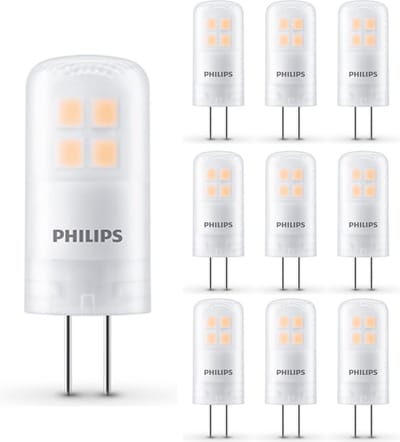 10x Philips G4 LED lamp 1W vervangt 10W - G4 fitting - Voordeelverpakking - Warm Wit