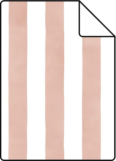 Proefstaal ESTAhome behang strepen terracotta roze en wit - 26.5 x 21 cm - 131307-S