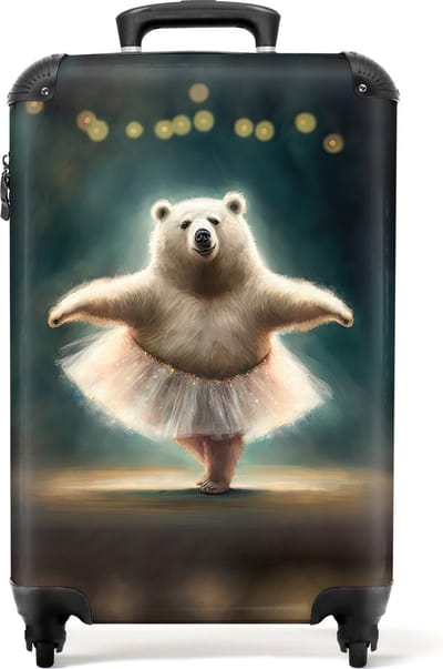 NoBoringSuitcases.com - Kinderkoffer - Hardcase koffer - Beer - Rok - Ballet - Meisjes - Kind - Lichtgewicht - Trolley kinderen - Reiskoffer - Past binnen 55x40x20 cm en 55x35x25 cm - Handbagage - TSA slot - Koffer meisje - Kofferslot