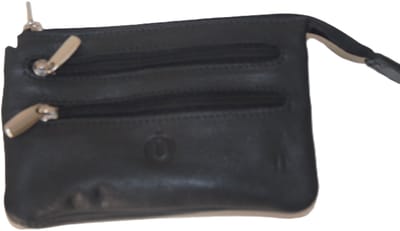Oi zwart lederen geld-etui medium / zeer zacht portemonneetje met sleutelring / soft lederen beursje uniseks met veel ritsjes / Sleuteletui / Riemportemonneetje medium / zwart leer /433