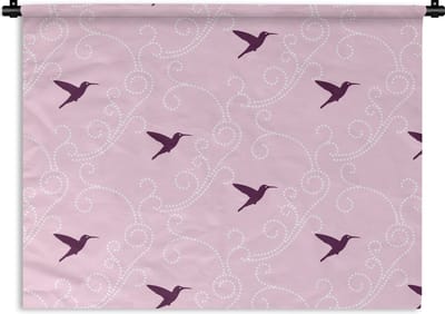 Wandkleed - Wanddoek - Vogel - Patronen - Roze - 60x45 cm - Wandtapijt