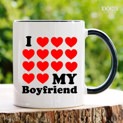 I love my boyfriend - Valentijn cadeautje - Valentijn - Vrouwen cadeautjes - Cadeau voor vriendin - Cadeau voor haar - Cadeau voor vrouw - Liefdes cadeau - Vrouwen cadeautjes - Koffiekopjes - Mokken met tekst