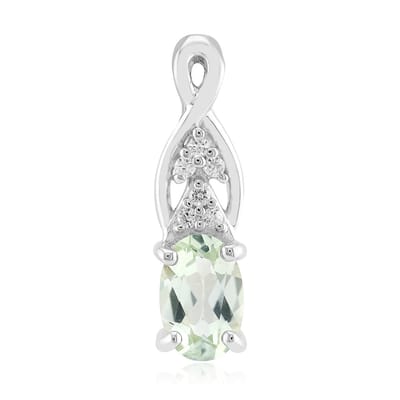 Cavill - Zilveren Hanger Amblygoniet 0 38 ct uit Brazilië - 925 Sterling Zilver Gerhodineerd - 6 Zirkonen 0 04 ct - Elegant & Tijdloos
