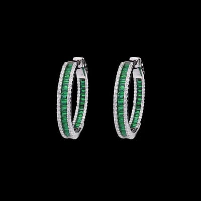 Victoria Valenza 925 Sterling Zilveren Oorbellen met Groene Zirkonia Stenen - Oorringen - 925 sterling zilver - Zilverkleurig - Zirkonia