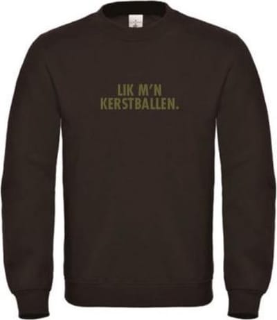 Foute kersttrui zwart M - Lik m'n kerstballen - Olijfgroen - soBAD. | Kersttrui soBAD. | kerstsweaters volwassenen | kerst hoodie volwassenen | Kerst outfit | Foute kerst truien