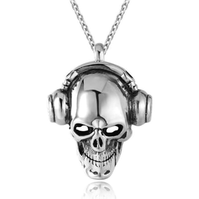 Nouveau Casque Rétro Punk Personnalisé Pendentif Crâne Alliage Collier Mode gray