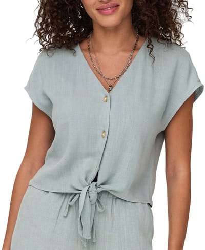 ONLY ONLSIESTA SS KNOT LIN BL SHIRT PNT NOOS Dames Blouse - Abyss