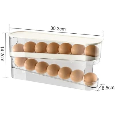 Koelkast Eieropbergdoos Automatisch Schuivende Eierhouder Huishoudelijk Grote Capaciteit Keuken Speciaal Afrolbaar Eieropbergrek 30.3x14.2x8.5cm